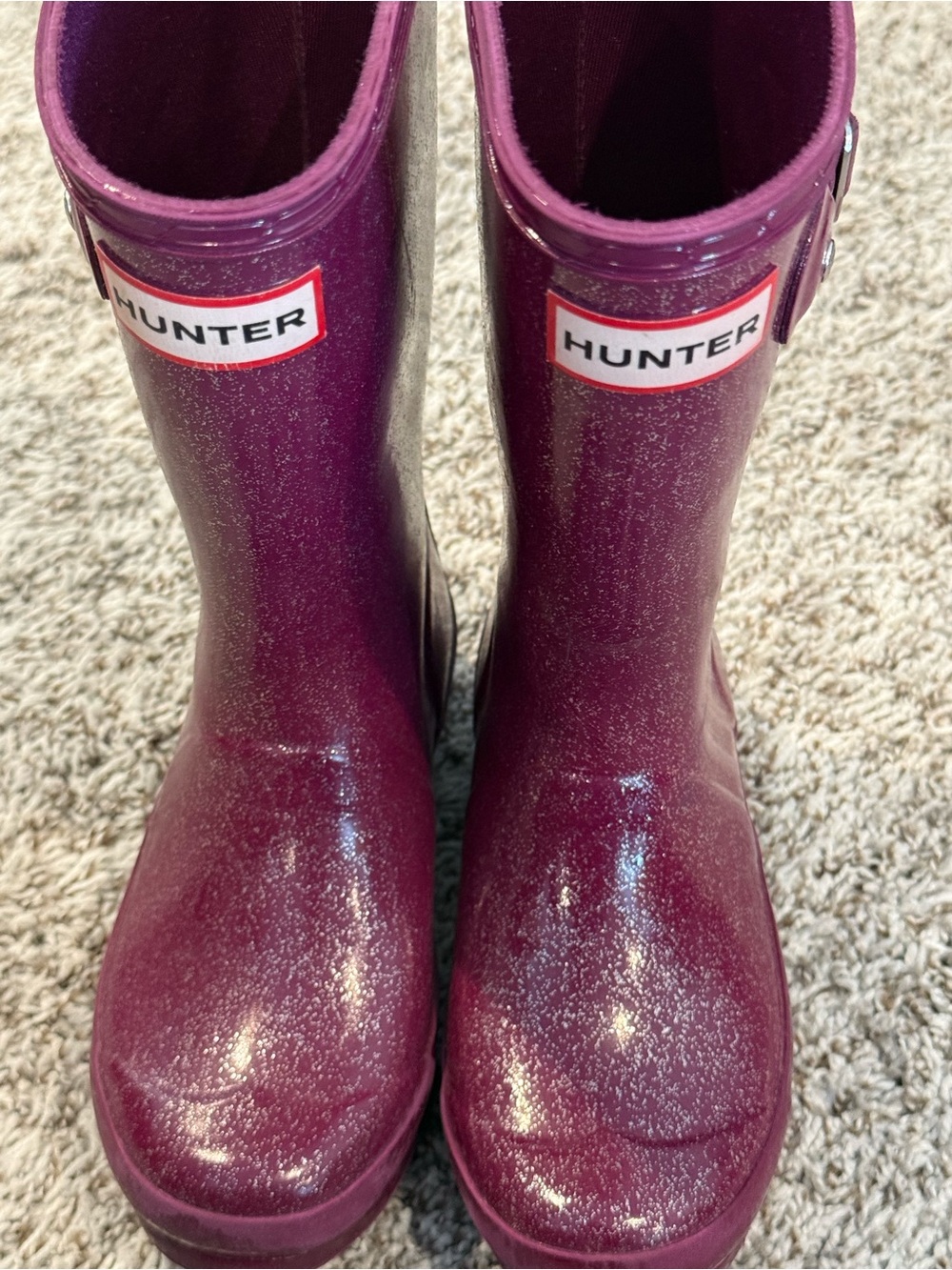 Hunter Sparkle Magenta Mid-Calf Rain Boots